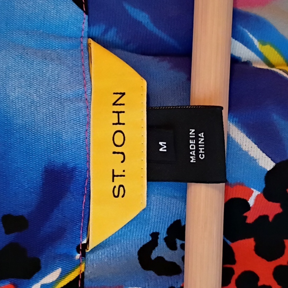 St. John Blue and Red Floral Dress - Picture 2 of 7